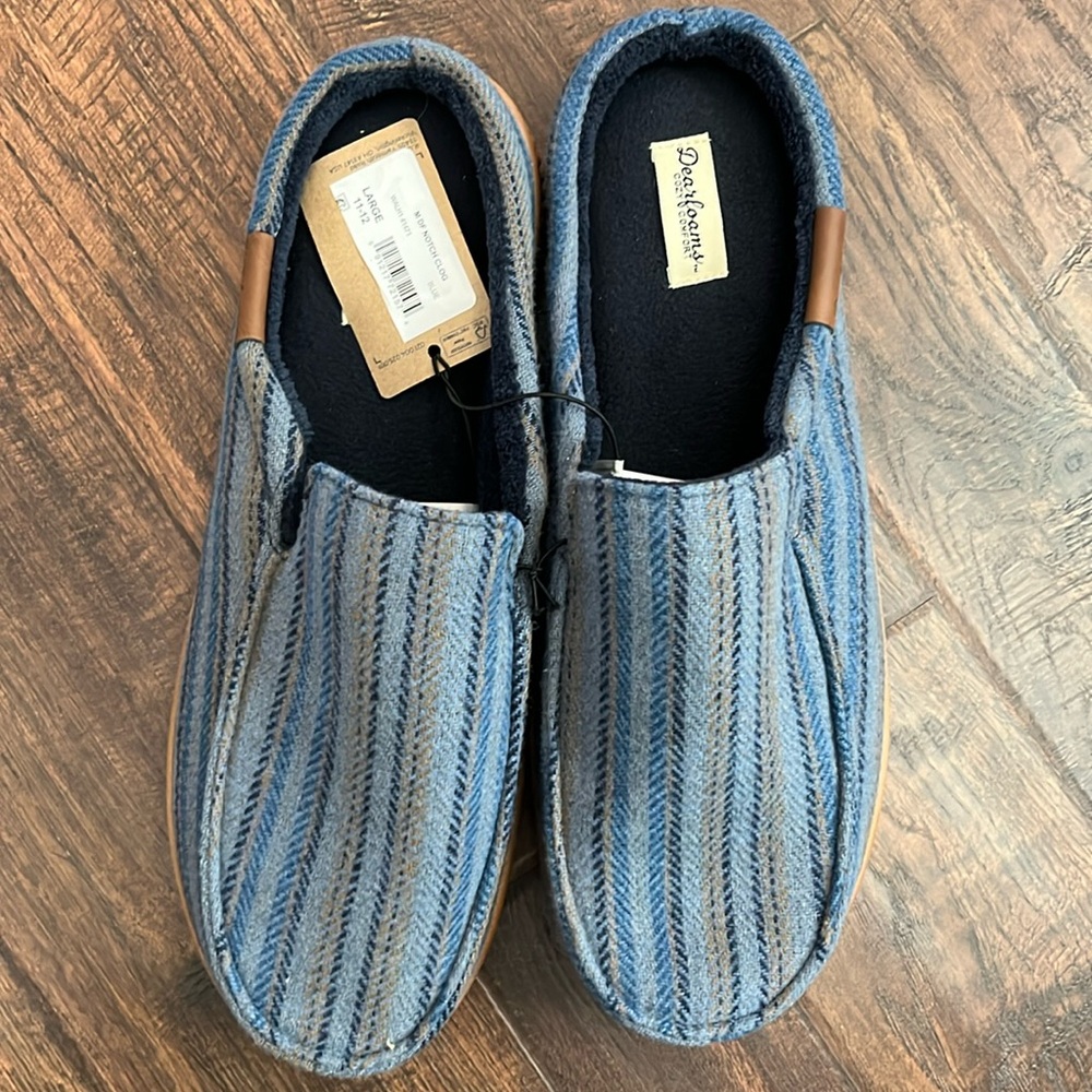 Dearfoams Cozy Comfort Men's Striped Notch Clogs Loafers
Slippers Size L (11-12)